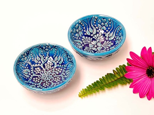 [1085025] CUENCO CERÁMICA AZUL RELIEVE P 8 CM