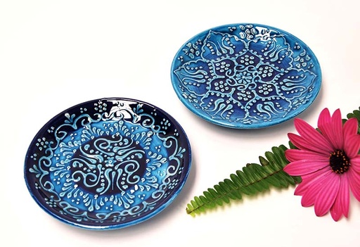 [1085028] PLATE CERAMIC AZUL RELIEVE M 12 CM