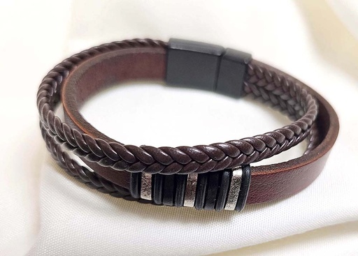 [0685128] BRACELET LEATHER-METAL MODEL 128