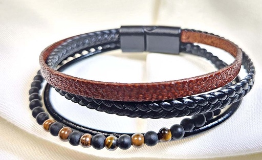 [0685132] BRACELET LEATHER-METAL MODEL 132