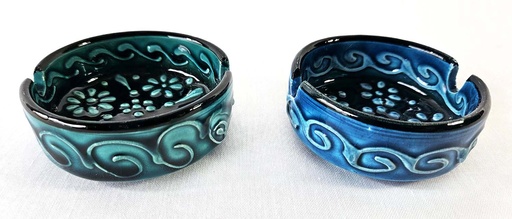 [1085223] CENDRIER CÉRAMIQUE FLEUR AZUL 8 CM