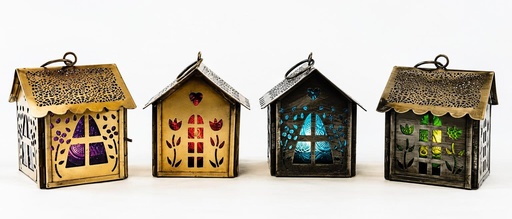 [9075845] MAISON LAMPE À HUILE VERRE MÉTAL P 8X6 CM
