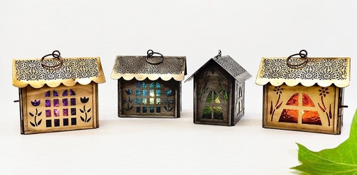 [9075846] MAISON LAMPE À HUILE VERRE MÉTAL M 10X10 CM