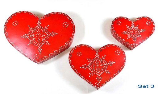 [1675527] SET DE 3 CORAZONES METAL PINTADA PARED