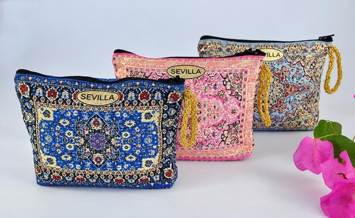 [4062312] BOLSO DE MAQUILLAJE BORDADO 15X13 SEVIL