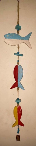 [1675566] RANGÉE 3 POISSONS BOIS PEINTE COULEUR 85
