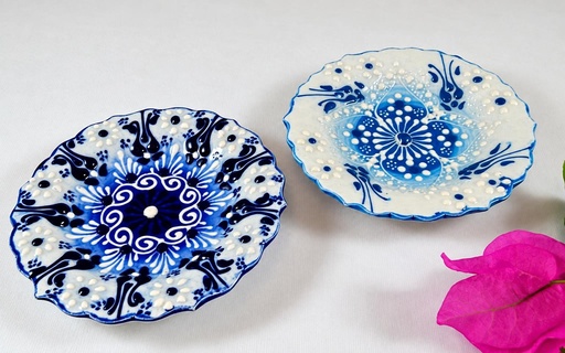 [1085105] PIATTO CERAMICA AZUL/BLANCO P 12 CM