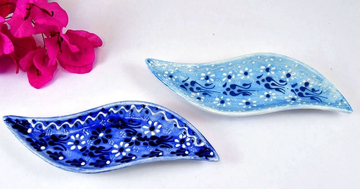 [1085106] PLATO OLIVA CER AZUL/BLAN 22CM