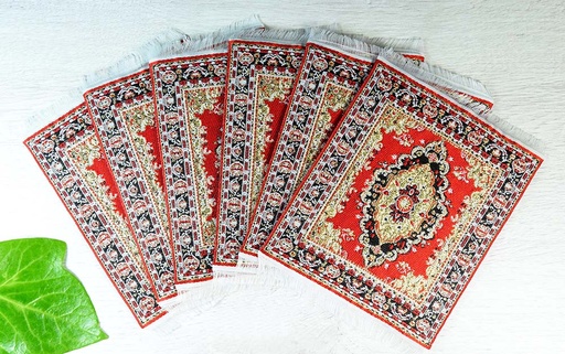 [4062226] SET OF 6 COASTERS EMBROIDERED ORO 10X12