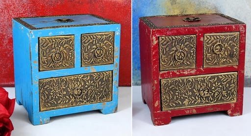[9075971] MUEBLE MINI MADERA METAL-PINTADA 4 CAJÓN