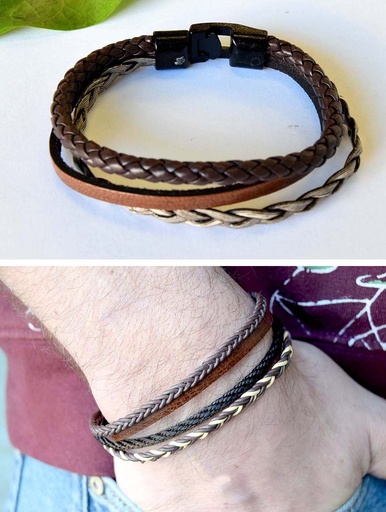 [0585050] PULSERA TRIPLE CUERO MIX
