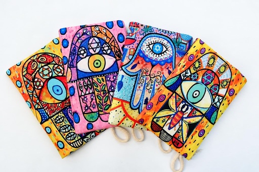 [4085406] PORTA-MOEDAS ALGODÃO HAMSA 15X10 CM