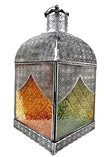 [9075409] OIL LAMP METAL AND GLASS SURAI 38X18 CM