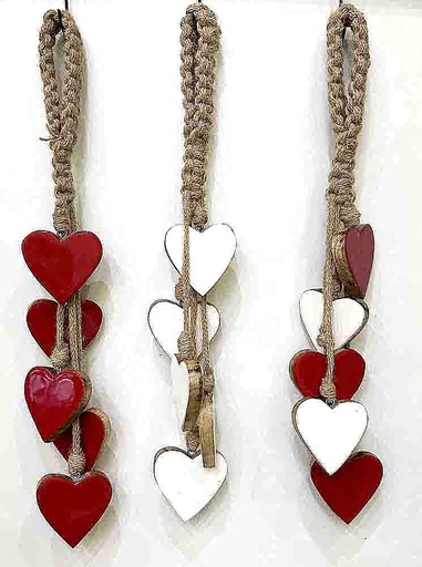 [1675628] MÓBILE 5 CORAZONES MADEIRA E RESINA 45CM