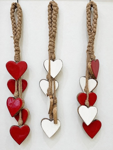[1675628] MOVIL 5 CORAZONES MADERA Y RESINA 45CM