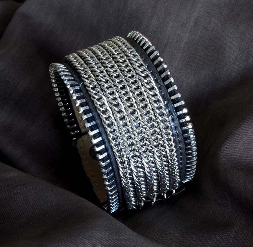 [0582025] BRACCIALE PELLE CREMALL CADEN 4CM