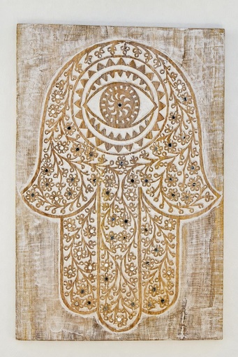 [9075272] CUADRO MADERA TALLADA HAMSA 60X40