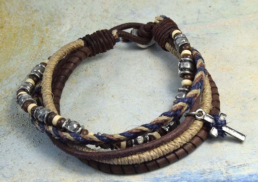 [0575826] BRACELET MULTIPLE CUIR MÉTAL 826