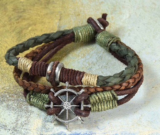 [0575836] BRACELET MULTIPLE CUIR-MÉTAL 836