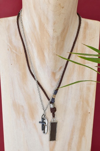 [0575851] COLLAR MULTIPLE PIEL-METAL 851