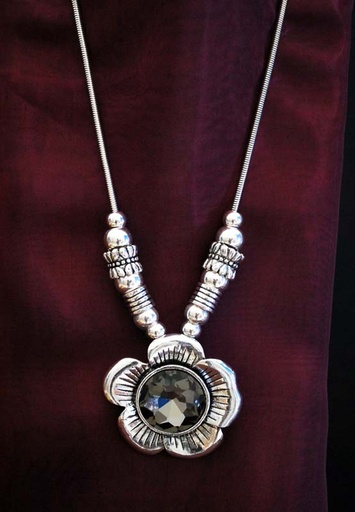 [0582036] NECKLACE FLOWER METAL CRISTAL 32 CM