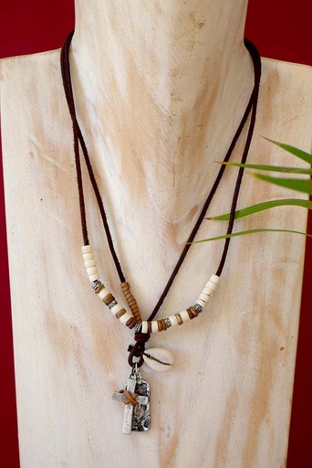 [0575852] COLLIER MULTIPLE CUIR-MÉTAL 852