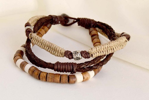 [0575854] BRACELET MULTIPLE CUIR-MÉTAL 854