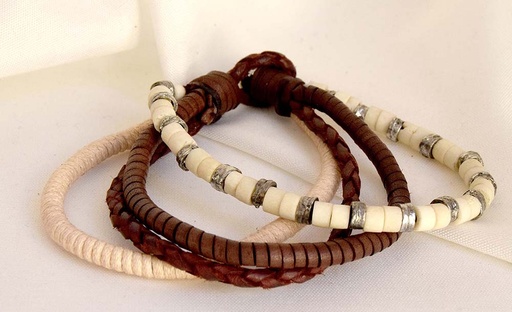 [0575856] BRACELET MULTIPLE LEATHER-METAL 856