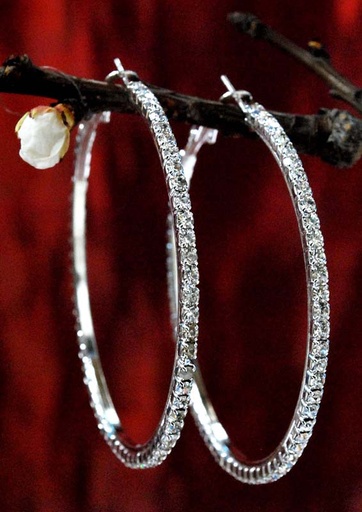 [0582038] PENDIENTE ARO C/CRISTAL 6 CM