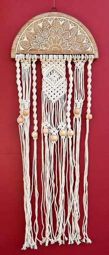 [2075020] COLGANTE MADERA CON MACRAMÉ 80 CM