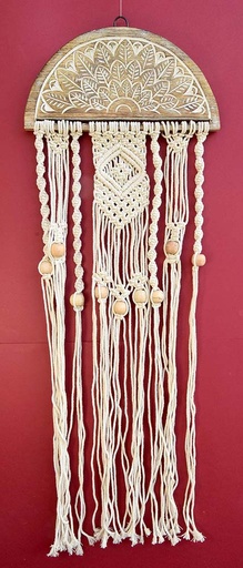 [2075020] PENDENTIF BOIS CON MACRAMÉ 80 CM