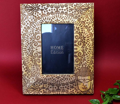 [9075275] PHOTO FRAME WOOD CARVED BUDDHA 25X20