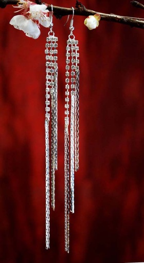 [0582055] EARRING CADENA CRISTAL 15 CM