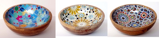 [9275014] BOWL WOOD AND RESIN 25X8CM MOSAIC 1
