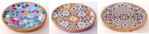 [9275015] PLATE WOOD AND RESIN 20CM MOSAIC 1