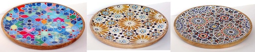 [9275017] PIATTO LEGNO E RESINA 30CM MOSAICO 1