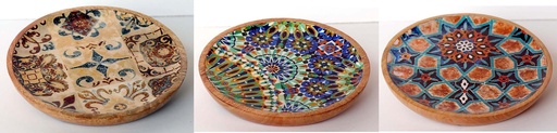 [9275021] PLATE WOOD AND RESIN 20CM MOSAIC 2