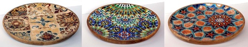 [9275023] ASSIETTE BOIS ET RÉSINE 30CM MOSAÏQUE 2