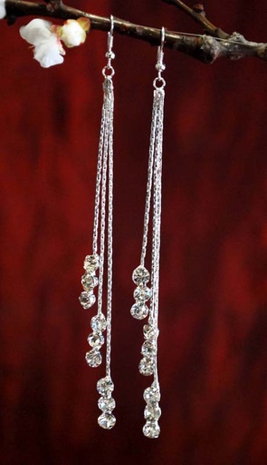 [0582058] PENDIENTE CADENA CRISTAL 13 CM