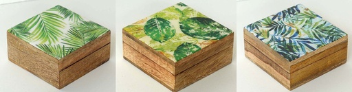 [9275027] CAIXA MADEIRA E RESINA 10 CM FOLHAS