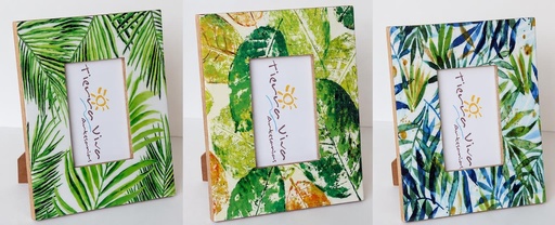 [9275038] CADRE PHOTO BOIS ET RÉSINE 27X21 FEUILLES