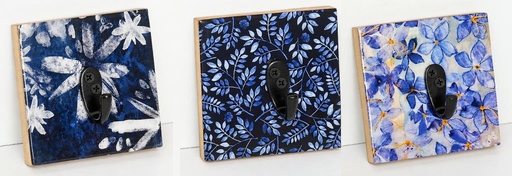 [9275047] CROCHET BOIS ET RÉSINE 10 CM BLEU ET BLANC