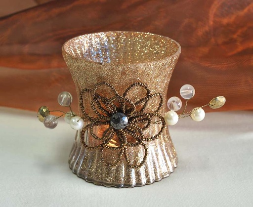 [9075539] PORTAVELA GLASS METAL FLOWER 9 CM