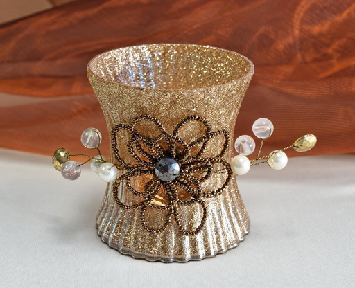 [9075539] PORTAVELA VERRE MÉTAL FLEUR 9 CM