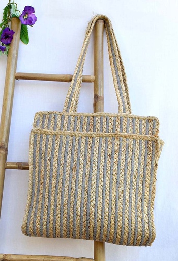 [4075249] BAG MULTICOLOUR JUTE-SARI 30X35CM