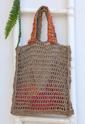 [4075803] BOLSA NUPUR DE JUTA CON APLIQUES 40 CM