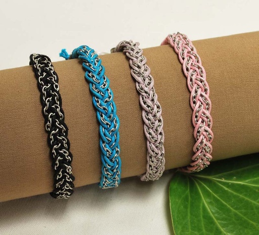 [0575582] BRACELET TRENZA COTON MÉTAL MODÈLE 582